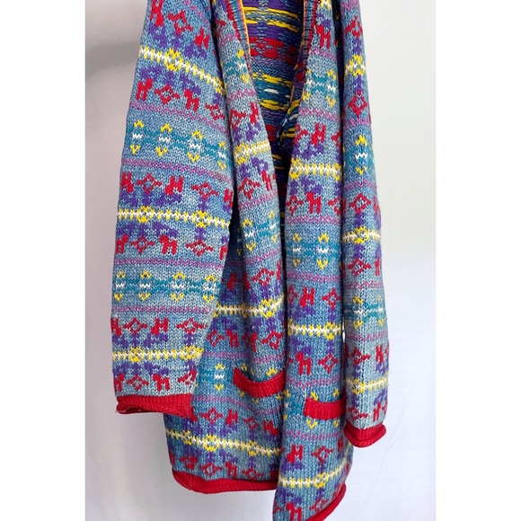 Vintage Oversized Retro Geometric Printed Longline Knit Cardigan - Picture 9 of 9
